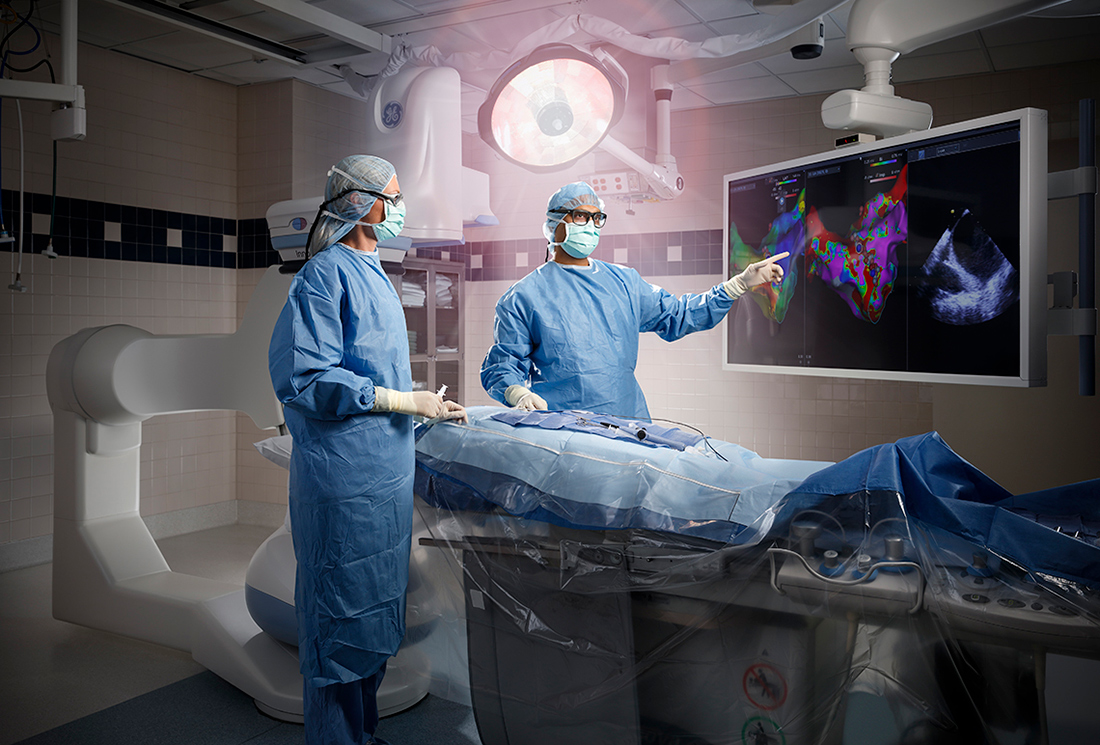 Physicians performing cardiac ablation treatment