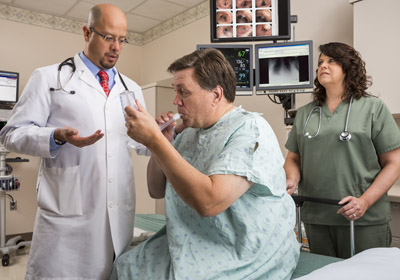 patient lung exam with pulmonologist