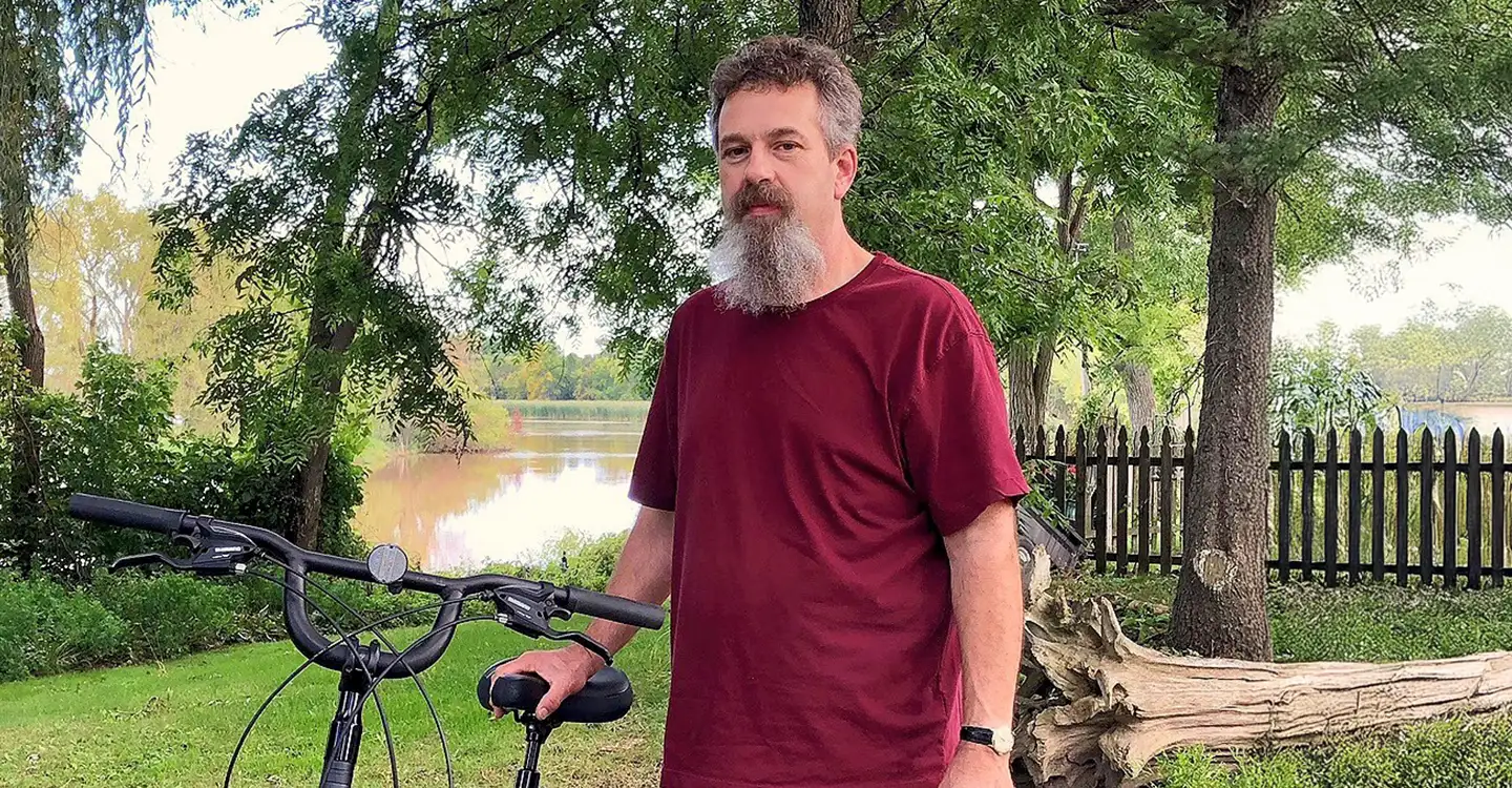 Man with bike.